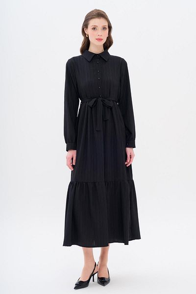 Olcay Cămașă neagră - Rochie cu guler cu guler 9325-E