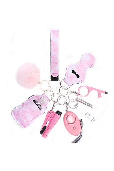 Choice مجموعة سلسلة مفاتيح للدفاع عن النفس للنساء YSK32-pink-3، مجموعة كاملة من سلسلة مفاتيح الأمان مع إنذار شخصي، نافذة