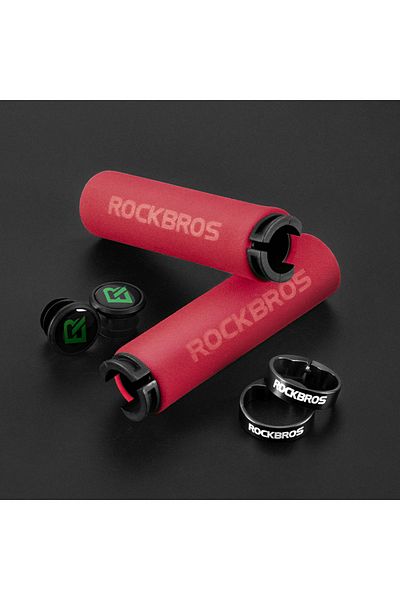 Choice BT1001RDBK ROCKBROS Cycling Grips Anti-skid Shockproof Silicone Sponge Handlebar Grips MTB Road Bike
