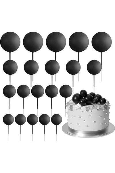 Choice mix Black Ball 20 Pcs Black Ball Cake Topper Decorations DIY Foam Ball Cake Insert Cupcake Toppers W