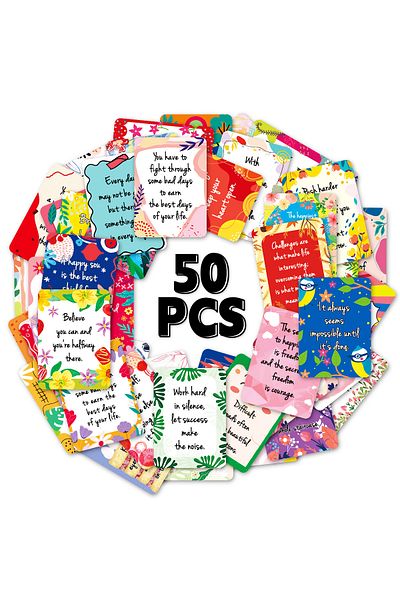Choice 8.9x6.4cm 50pcs Mini Cards 50pcs Uplifting Positive Affirmation Cards, Mini Note Card For Lunch Box,