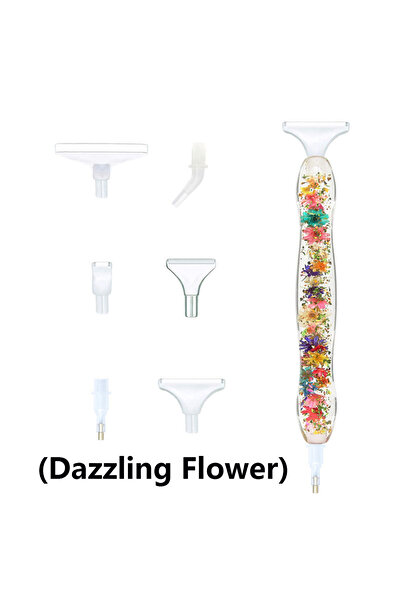 Choice Dazzling Flower 5D Resin Diamond Painting Pen With 6pcs Plastic Replac...