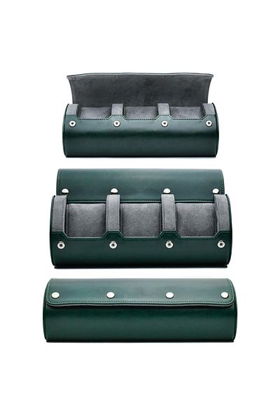 Choice 3 Slot Green Gray Watch Travel Case ,6 Slot Watch Roll Travel Case Organizer Display - PU Leather Wa