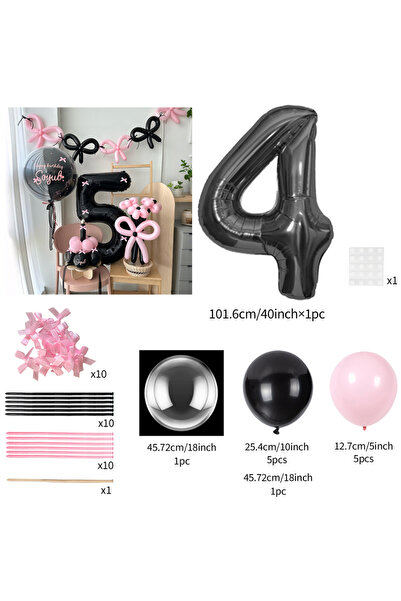 Choice بالونات لاتكس وردية مقاس 40 بوصة رقم 4، 45 قطعة، مجموعة بالونات أرقام ...
