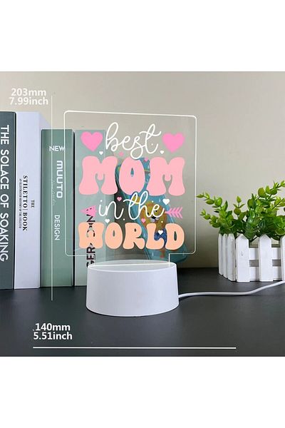Choice 14cmx20cm Whitebase-3color Colorful Print Text Acrylic Led Light For Mom Night Lamp Table Birthday G