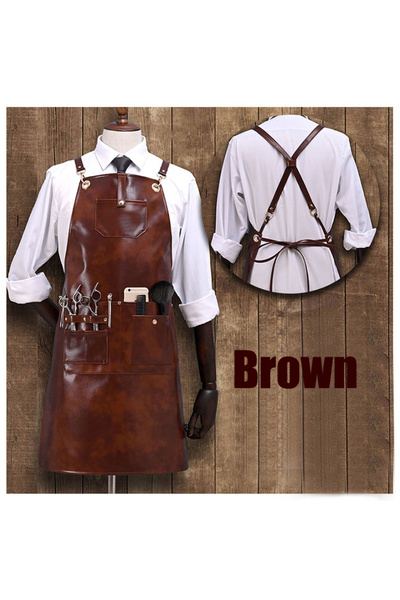Choice Coffee PU Leather Barbershop Apron Crossback Strap Barista Bartender C...