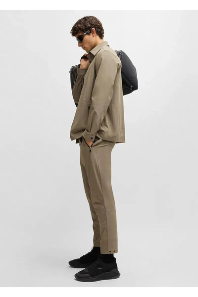 BOSS Erkek Dokuma Kumaş Normal Bel Düz Model Yeşil Pantolon 50529668-334