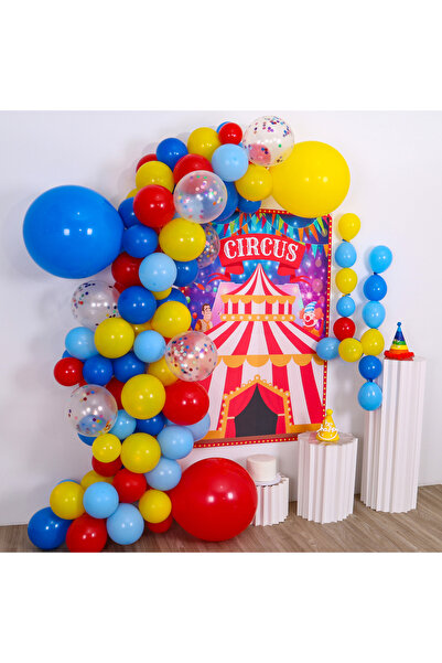 Choice مجموعة قوس البالونات السيرك الأحمر والأصفر والأزرق CY325 بأحجام متعددة...