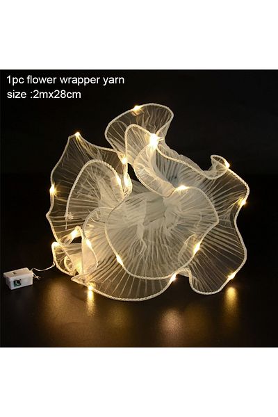 Choice B03 LED Flower Wrapping Paper With Lights Lace Mesh Wave Yarn Florist Bouquet Packaging Decoration W