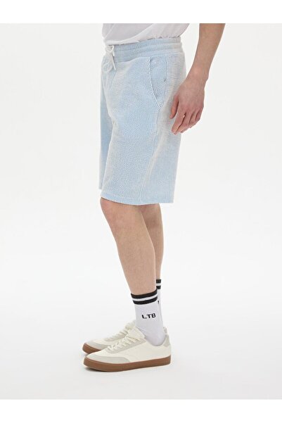 Ltb Basıc Jakarlı Örme Mavi Şort