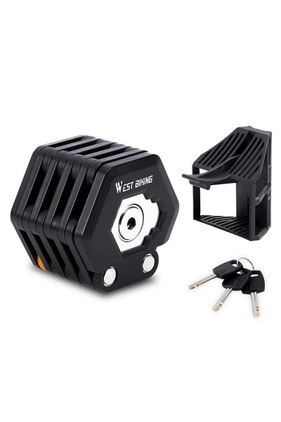 West Biking Black WEST BIKING Bicycle Folding Lock Portable Alloy Steel Anti-theft Safety Lock Motorcycle E-bike