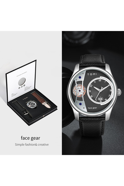 Choice مجموعة هدايا T105-3 من TOMI لساعة كوارتز رجالية فاخرة متعددة الاستخدام...