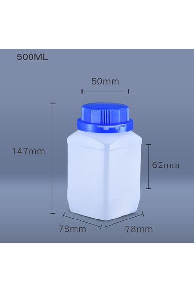 Choice translucent 4PCS 500ML Empty HDPE Bottles with Lid Wide mouth Square bottle for Liquid paint Lotion