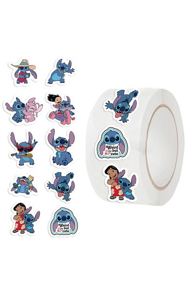 Choice 500PCS 500pcs/Roll Disney Cartoon Stitch Sealing Sticker DIY PVC Laptop Decals Decoration Stiker Rew