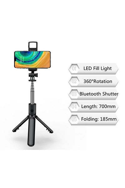 Choice Black New 3 In 1 Wireless Selfie Tripod With Fill Light Bluetooth Shutter Remote Control Portable Fo