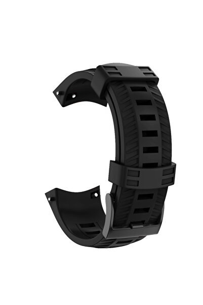 Choice سوار معصم من السيليكون والمطاط أسود اللون مقاس 24 مم لساعة Suunto 9 الذكية من Suunto 9 baro R
