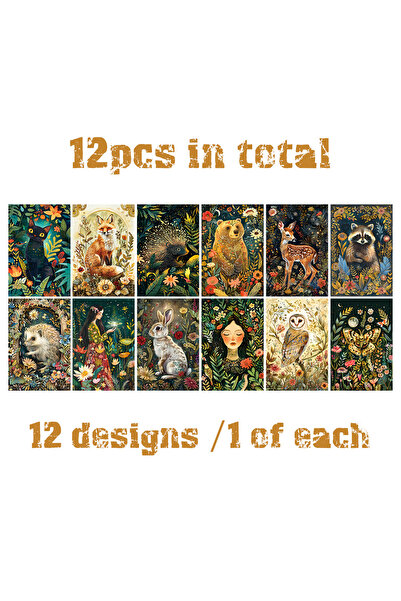 Choice 12 بطاقة من WhimsyWoodland مقاس 15 × 10 سم، مجموعة من 12 بطاقة فنية لل...