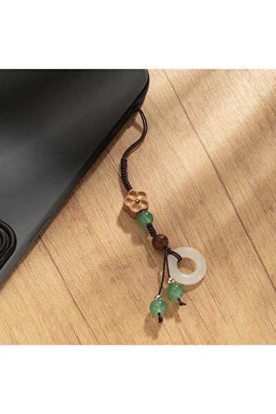 Choice سلسلة هاتف XY-527 بتصميم عتيق من الخشب على شكل زهرة البرقوق مع شرابة و...