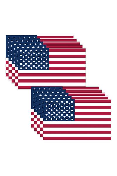 Choice 12.7x7.7x0.2cm Flag Sticker 10Sheets/Pack American Flag Sticker,Patriotic Stars Reflective Stripe US
