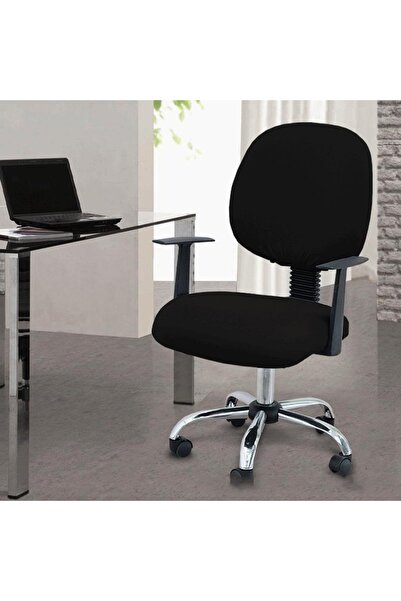 Choice طقم أغطية كراسي مكتب قابلة للتمدد من قطعتين باللون الأسود، أغطية كراسي...