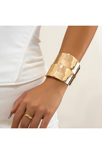 Choice أساور ساليركون العتيقة ذات الأكمام العريضة غير المتماثلة باللون الذهبي...