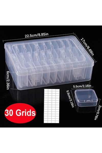 Choice 30 Grids DIY Diamond Painting Embroidery Storage Box, Nail Art Jewelry Rhinestone Mosaic Storage Con