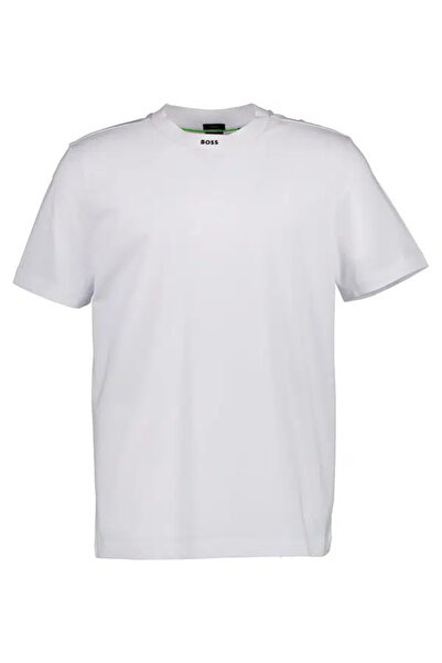 BOSS Erkek BOSS Yazılı Kısa Kollu Bisiklet Yaka Beyaz T-Shirt 50537836-100