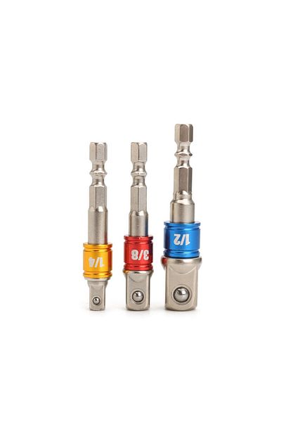 Choice Hexagonal 3pcs Black Shank Drill Socket Adapter For Impact Driver With Hex Shank To Square Socket Dr