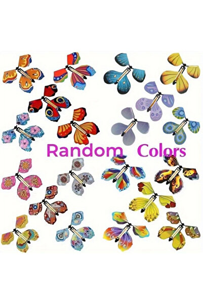 Choice 5 قطع من لعبة فراشات طائرة مرحة بألوان عشوائية تعمل بالزنبرك - تعمل بش...