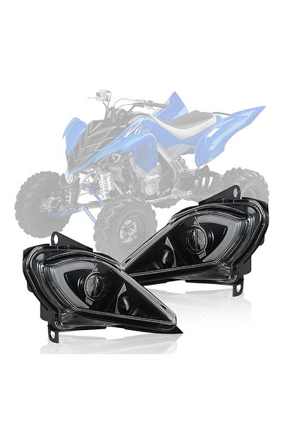SOYAVISION black Pair DRL Headlights for Yamaha Raptor 700 700R YFZ450 YFZ450R YFZ450X Wolverine 450 350 H4 Hea