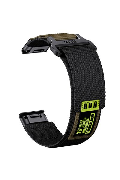 Choice 26mm Black Green 22/26mm Nylon Quick Release Strap For Garmin Fenix 7 7x Pro 6 6x 5 5x Plus Quickfit