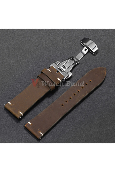 Choice حزام جلد البقر بخياطة فضية داكنة مقاس 18 مم لسوار المعصم مقاس 18/19/20...