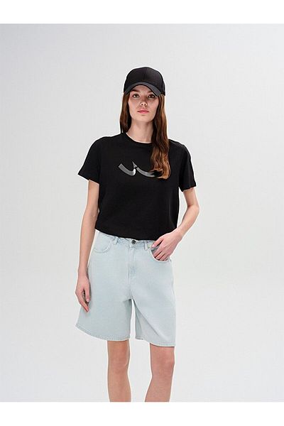 Ltb Sıgn Printed Short Sleeve Regular Black T-Shirt