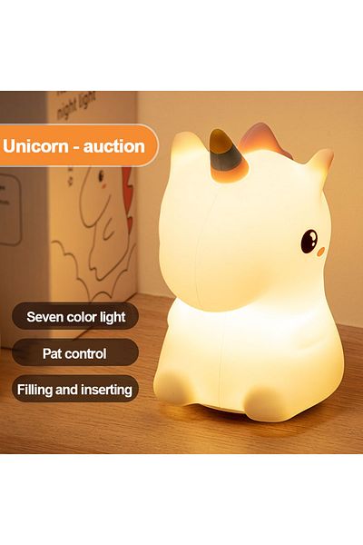 Choice USB-Pat to 7 colors unicorn Cute Silicone LED Night Light For Kids children USB Rechargeable Cartoon