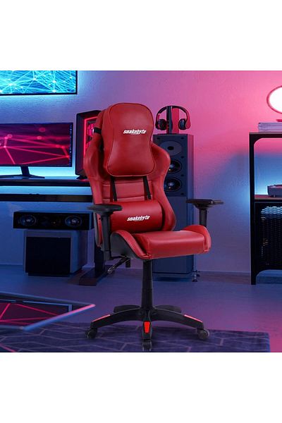 COOYA PC Office Gaming Chair Seat, With Sliding wheels, Support and Headrest, 150*61cm, for Home, Red