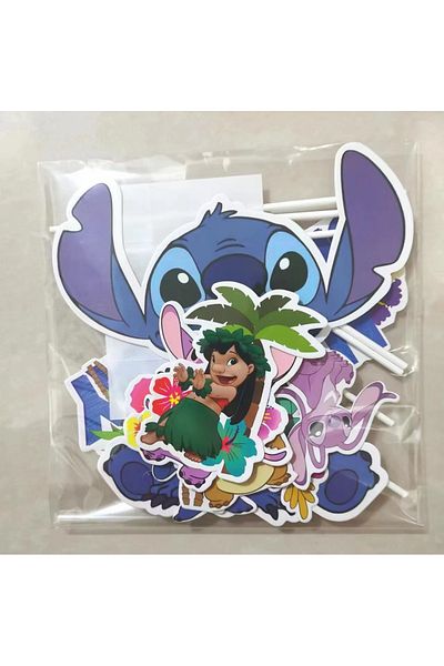 Choice عبوة واحدة من زينة كعكة عيد الميلاد من MINISO Lilo Stitch، زينة كعكة ورقية لتزيين الحفلات