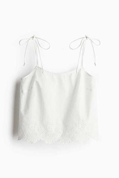 H&M بلوزة مطرزة برباط