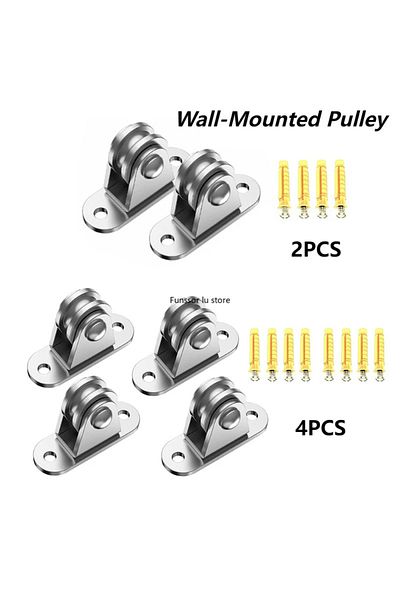 Choice 4Pcs 2/4Pcs Heavy Duty Fixed Pulley Detachable Pulley Block Kit Wall-Mounted Pulley Loading 176 Lb f