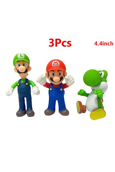 Choice 3 Pcs 3Pcs Super Mario Bros PVC Action Figure Toys Dolls 4.4inch Mario Luigi Yoshi Model Set for Kid