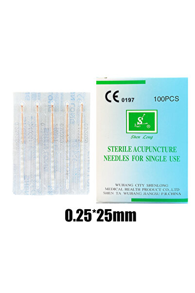 Choice 0.25 × 25 شينلونج 100 قطعة بمقبض نحاسي حاد معقم للاستخدام مرة واحدة إب...