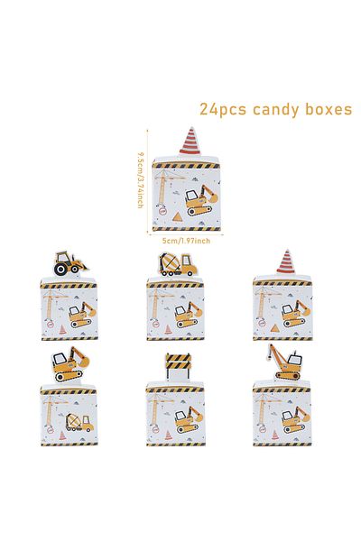 Choice 24pcs style 1 24Pcs Construction Party Treat Boxes Construction Truck Candy Bags Gift Boxes with Han