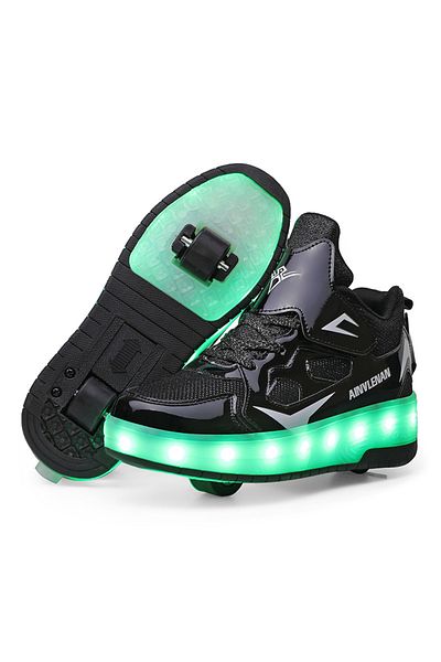 ETG Kids LED USB Charging Roller Skate Shoes with Wheel Shoes Light up Roller Shoes Rechargeable