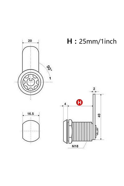 Choice M18-25mm 1set 16/20/25/30mm Zinc Alloy Lock Universal Size Key Vending Machine Cylinder Lock Tubular