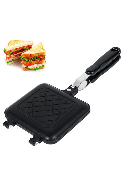 Choice black Double-Sided Non-Stick Sandwich Maker Iron Bread Toast Breakfast Machine Waffle Pancake Baking