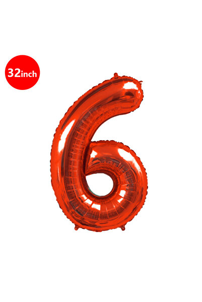 Choice رقم 32 بوصة 32RED 6 1 قطعة 32 بوصة أحمر أسود بالون رقمي من الألومنيوم ...