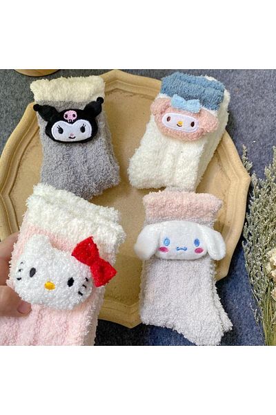 Choice Khaki Jade Guigou New Coral Velvet Socks Autumn Winter Cartoon Middle Tube Breathable Thick Warm Swe