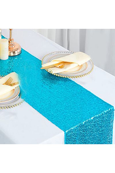 Choice Turquoise Sequin Table Runner 30*180cm Glitter Table Runner For Wedding Party Birthday Bnaquet Hotel