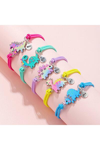 Choice B114-01 5Pcs/set Cute Cartoon Dinosaur Acrylic Charm Stretch Rope Brac...