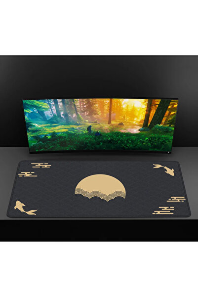 Laumango بساط مكتب ياباني TT004498، مقاس 400×900×3 مم، وسادة ماوس سوداء وحمرا...