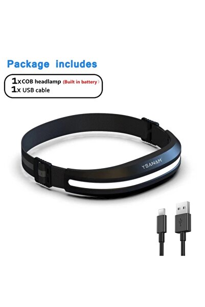 Choice Black 1PC Powerful Portable COB Headlamp USB Rechargeable Red and Whit...